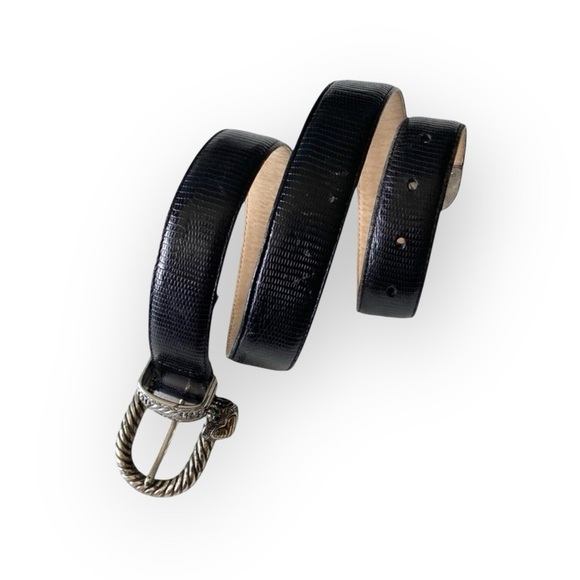 Vintage: Brighton ♡ Heart Charm Leather Belt ♡ Croc Embossed ♡ Two Tone Metal - Picture 4 of 16